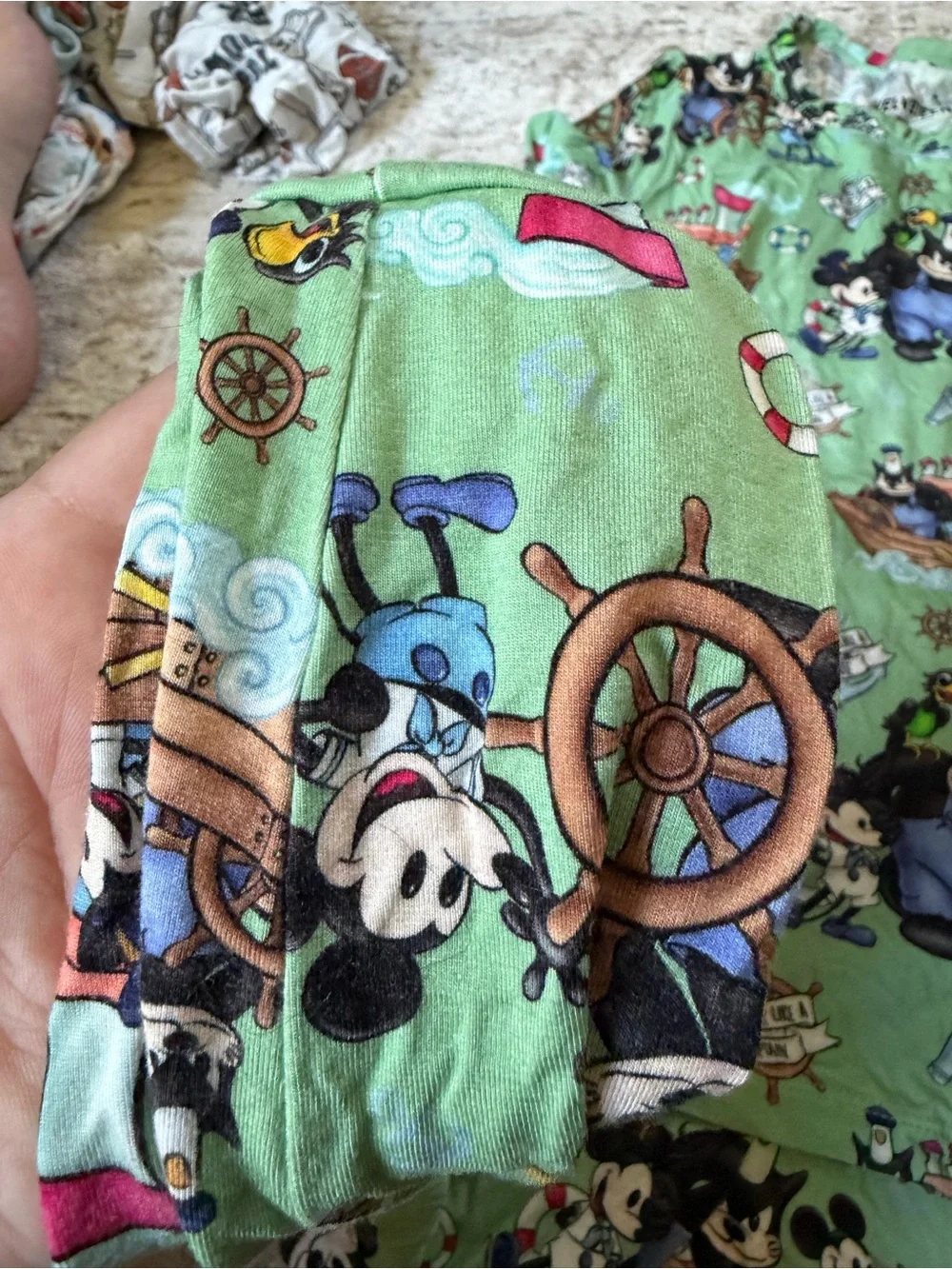 6Y - Velveteen Bunny Knots Bamboo Green Mickey Mouse Pajama Set - Kids